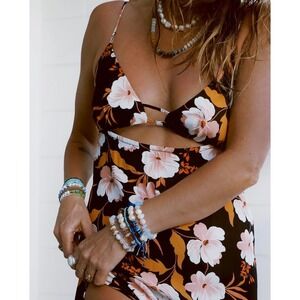 AQUARI Floral Cutout‎ Calypso Maxi Dress Size M NWT